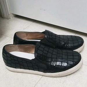 J SLIDES Genuine Suede Leather Sneakers faux croc design